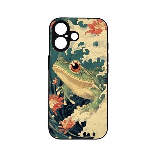 qizjio Retro Frog Phone Case, Shockproof Protective Anime Japanese Wave Ocean Cover for iPhone 17
