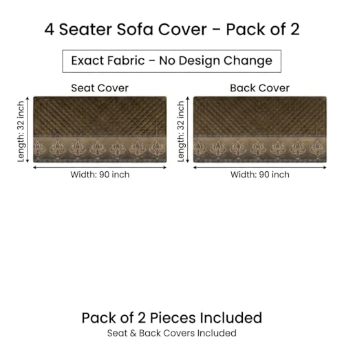 Image of KINGLY Sofa Cover 4 Seater Fully Covered | Stretchable Anti-Slip Slipcover | Washable Furniture Protector | Italian Mousse | Seat & Back | Set of 2Pc