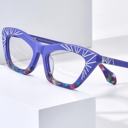 Image of HEPIDEM Multicolor Acetate Glasses Frame Women Cat Eye Eyeglasses Men Optical Spectacles 9291