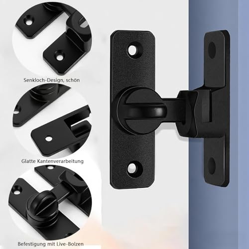SHULLIN Lot de 2 verrous de porte coulissante 90/180 ° en acier inoxydable - Verrou de porte intérieure coulissante avec vis pour portes coulissantes, granges, salles de bains, fenêtres, cuisines, etc – vue 3