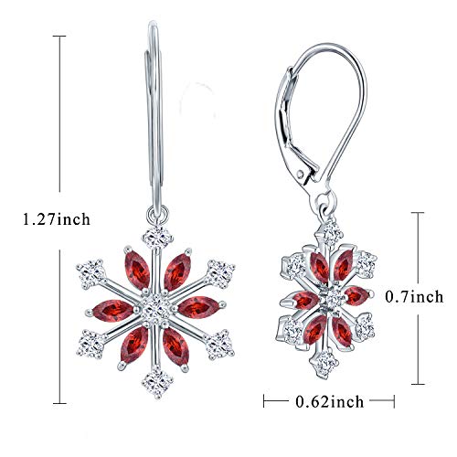 JO WISDOM 925 Sterling Silver White/Blue CZ Snowflake Leverback Earrings Drop & Dangle Earrings3