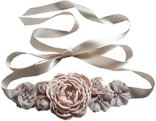 Flowers materniry sash baby shower pregnancy belts for Mom to be (Champagne)