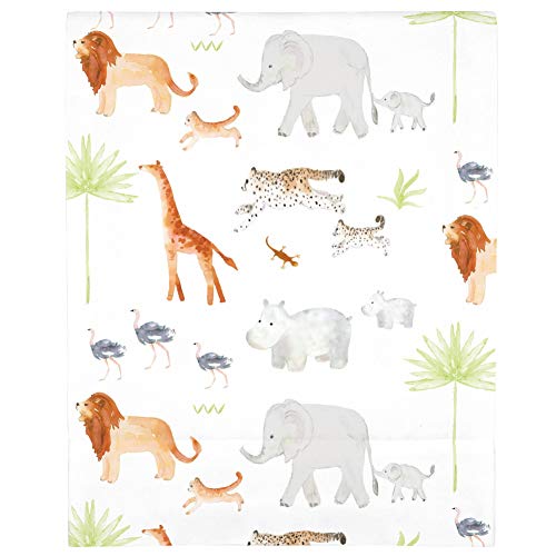 Nojo Watercolor Jungle Animals Crib Sheet - Mini Fitted Crib Sheet - Designed In The Usa - 24" X 38" X 5", Orange, Grey, Light Blue #TOP3