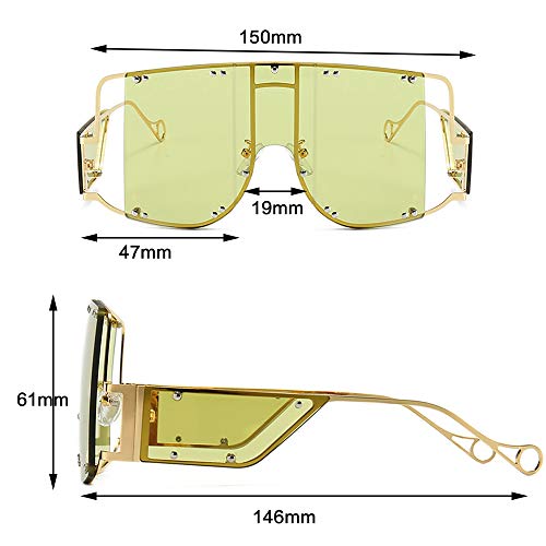 Image of COTIA /Fashion Square Sunglasses Women New Oversized Mirror Men Shades Glasses Luxury Brand Metal Rivet Fashion Female Eyewear