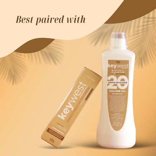 Image of Keywest Professional Hair Color Developer 20 Volume 6% 1000ml + Hair Color Tube 80gm (Ammonia Free) | 2in1 Formulation with Enriched Pro Vitamin B5 (No 1 Natural Black)