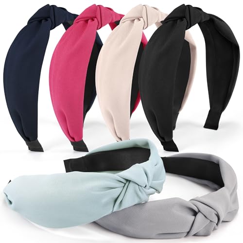 DiyJibb Headbands for Women Girls - 6PCS Stylish Top Knotted Headbands - Knotted Headband for Women - Head Bands Wide Hairband Hair Accessories