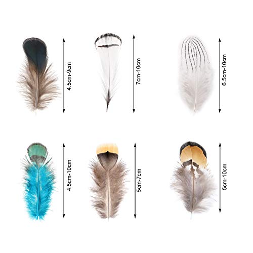 Mwoot 6 Styles Assorted Crafts Feathers, 120Pcs Diy Dreamcatcher Crafts Art Decor Feathers, Diy Earring Wings Carnival Party Mask Activities Project Accessories Small Feather - Mixed Green White Brown #TOP2