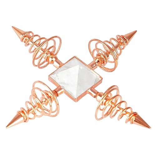 Image of Jet International 4 Point Copper Crystal Quartz Pyramid - For Business Success, Vastu, Positive Energy, Mental Peace, Love, Strength, and Family Bonding, Home And Office Decor (वास्तु उपाय)
