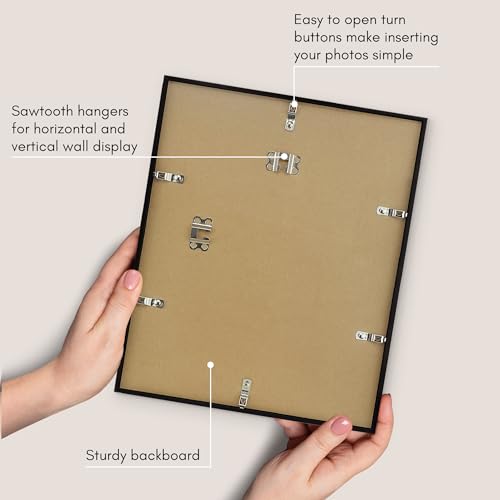 Americanflat 12x14 Picture Frame with Polished Plexiglass - Streamline Collection - Thin Border Picture Frame for Wall Display - Hanging Hardware Included - Black