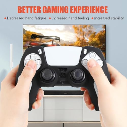 Image of PSS PS5 /PS5 Slim Controller Silicone Cover Case Anti Slip Protective Case Sleeve Compatible for PS5 Controller Remote Accessories (Black /White)