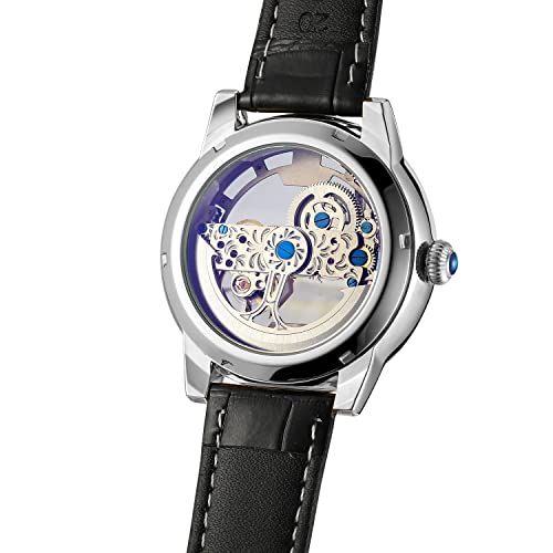Image of FORSINING Skeleton Watch for Men Automatic Luminous Self Winding Steampunk Dress Wrist Watch, Transparent, Mechanical