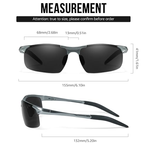 Image of TJUTR Mens Photochromic Sunglasses Day & Night Driving Z87 Sun Glasses Polarized UV400 Protection Safety Glasses