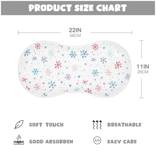 Colorful Snowflake Cotton Baby Burp Cloths Easy Care wash Cloth for Gender Neutral Set of 2, 22x11in4