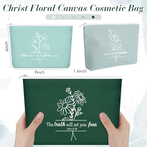 Kacctyen 20 Pcs Christian Gifts for Women Bible Religious Makeup Bag with Zipper Canvas Cosmetic Bags Bulk for Back to School VBS Church Nurse Teacher(Five Colors)2