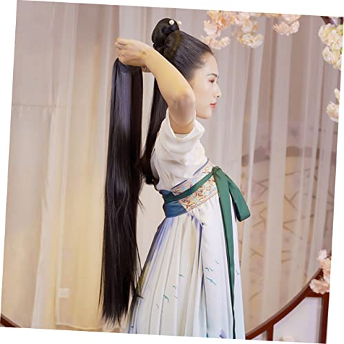 Ipetboom 4Pcs Extensão De Cabelo Peruca Extensões De Cabelo Preto Clipe Em Grampo De Cabelo Em Exten