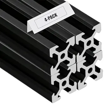 2020 V Aluminum Extrusion, 4PCS 550mm European Standard Anodized Extruded Aluminum Profile Extrusion Linear Rail for 3D Printer and CNC Machine DIY Projects- Black