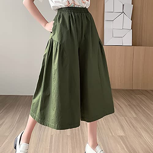 Women's Skirt Elastic Waist Solid Color Linen Loose Plus Size Lantern Skirt Straight Pocket Pleated Comfy Skirts2