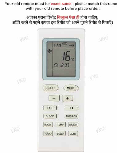 Image of 5 Year Warranty AC Remote Compatible for All Lloyd Voltas Onida Godrej Videocon Gree Electrolux Bluestar YB1FA Ac Remote 1.5 Ton, White (Your Old Remote Must be Same)