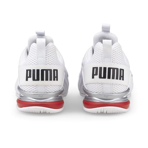 Image of PUMA Men's Axelion Ls Running Shoes, Puma White High Risk Red, 7.5