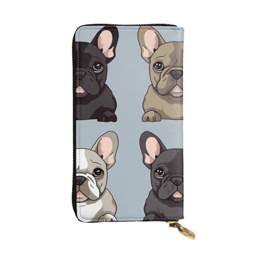 french bulldog Wallet for Men Women Long Purse Leather Clutch Large Business Handbag Travel Phone Holder Credit Card Holder Money Case with Zipper Leather Wallets Gift