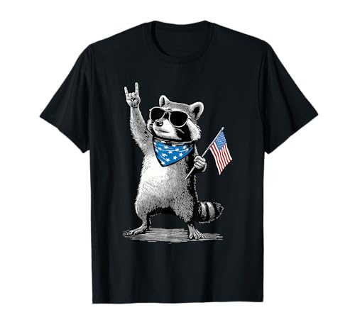 USA Patriotic Raccoon Men Women Kids Funny 4th of July T-Shirt