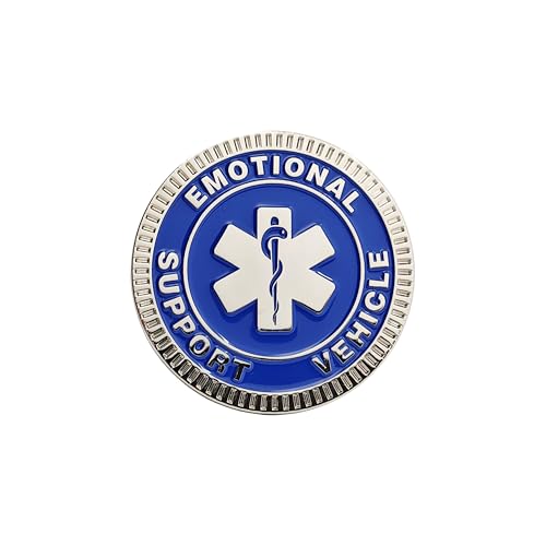Image of Emotional Support Vehicle Metal Emblem - 3D Car Badge Decal for Vehicles, Trucks, SUVs, RVs Alloy Auto Accessory (Blue)