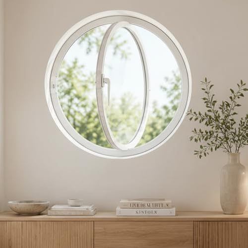 HEOTJUUQ 360° Rotating Round Window with Tempered Glass