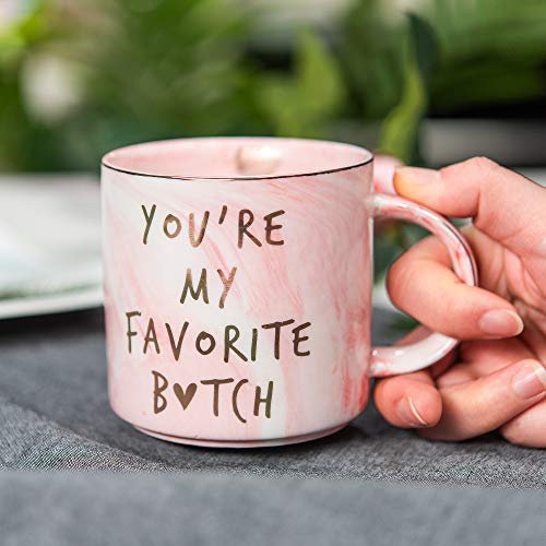 Best Friend Birthday Gifts For Women - Funny Friendship Gift For Bff, Bestfriend, Besties, Mom, Sister, Boss Woman, Big Sis, Sorority - You're My Favorite - Cute Pink Marble Mug, 11.5Oz Coffee Cup #TOP5