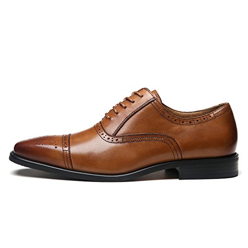 Image of Men's Cap Toe Lace up Oxford Dress Shoes Posh-1-tan