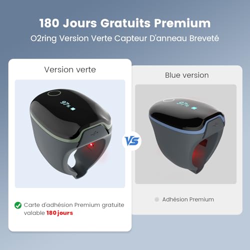 ViATOM O2ring oxymètre Bluetooth, oxymètre de pouls au bout des doigts pour une surveillance continue la nuit, oxymètre de sommeil pour mesurer la SpO2 & la fréquence cardiaque (vert) – Image 5