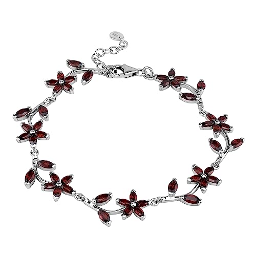 Silvershake White Gold Plated 925 Sterling Silver Flower Leaf 7 to 8 Inch Adjustable Bracelet