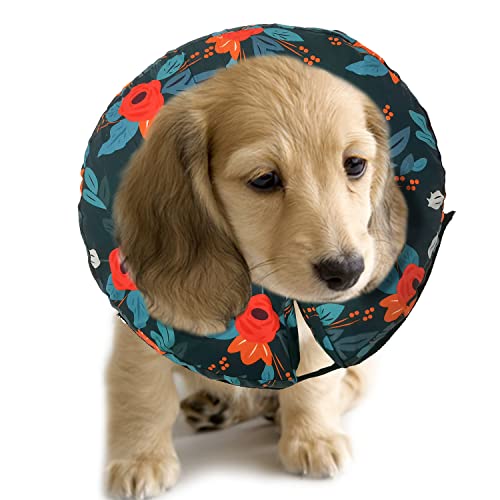 Purrrfect Life Protective Inflatable Collar For Dogs And Cats - Soft Pet Recovery Collar Does Not Block Vision, Prevents Pets From Touching Stitches, Wounds And Rashes (Floral, S) #TOP1