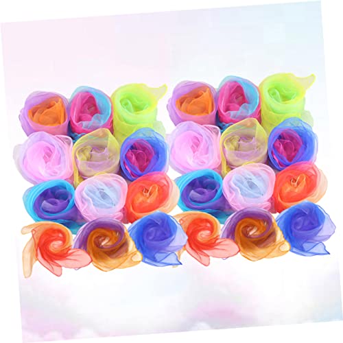 24pcs Soft Gauze Small Scarves Juggling Dance Scarves for Boys and Girls Girls Performance Random Color3