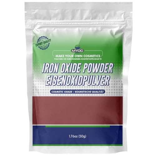 Myoc Iron Oxide Powder – 50 Gm (1.76 Oz), Iron Oxide Powder Cosmetic Grade, Iron Oxide Powder for Pigment, Iron Oxide Powder for Sunscreen, Iron Oxide Powder for Makeup, Iron Oxide for Pottery & Slime
