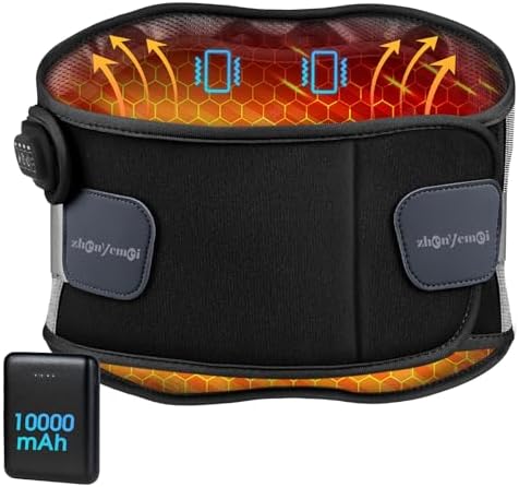 Cordless Heating Pad for Back Pain Relief,10000mAh Lower Back Massager with 5 Heat 3 Vibration,Portable Heating Pad for Cramps with Detachable Heating, Birthday Gifts for Women Men Mom Dad,Black