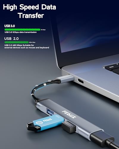 Image of FEDUS 3.0 USB C Hub, 4 in 1 Type C Multi USB Connector Adapter with USB 3.0 and USB 2.0 Ports, USB Expander for Laptop, Mobile, Pc, Printers, Flash Drive, MacBooks, HDD, Camera, Keyboard,Mouse