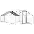 ROOMTEC Chicken Coop Large Metal Chicken Run for 20-30 Chickens,Dog Kennel Outdoor with Waterproof and Anti-UV Cover Lockable Door Design(9.8'Lx19.6'Wx6.4'H)