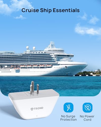 TROND Multi Plug Outlet Extender 2 Pack - Electrical Wall Outlet Splitter, 3 Way Outlet Wall Adapter, Cruise Essentials, Small Multiple Plug Expander for Cruise Ship Home Office Dorm Room, White - Thumbnail 5