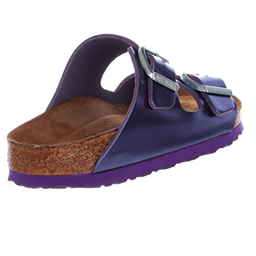 Image of Birkenstock Women's Arizona Soft Footbed Metallic Violet Leather Sandal