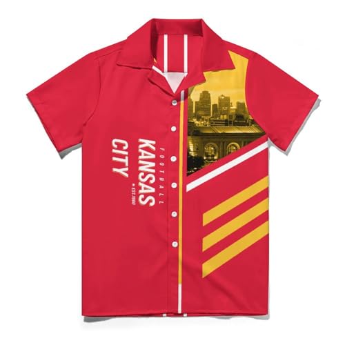 Men's Football Hawaiian Shirts City Night Skyline Team Short Sleeve Button Down Shirt Football Fans Gift Game Day Beach Shirt4