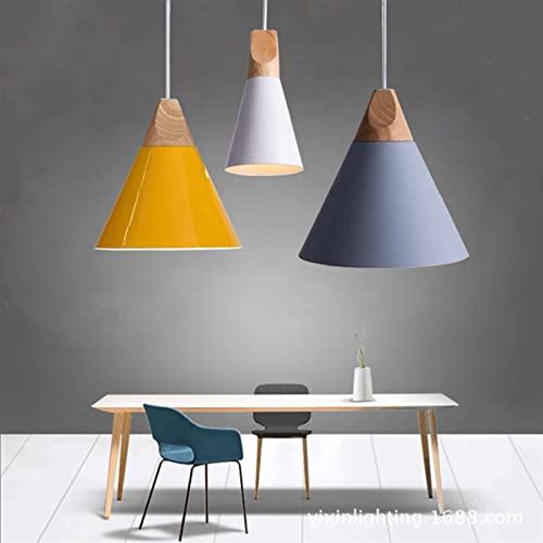 Lámpara de techo de madera y aluminio gris para comedor 5
