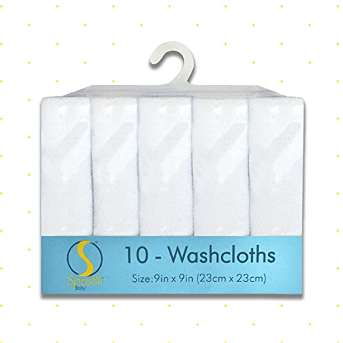 image for Spasilk Washcloth Wipes Set for Newborn Boys and Girls, Soft Terry Was