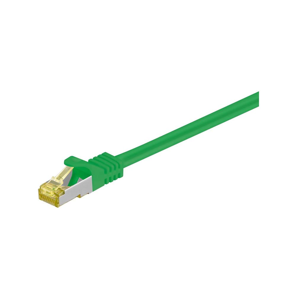 Goobay 91577 RJ45 Patch Cord with CAT 7 Raw Cable, CAT 6A, S/FTP PiMF, Green, 0.5m Length