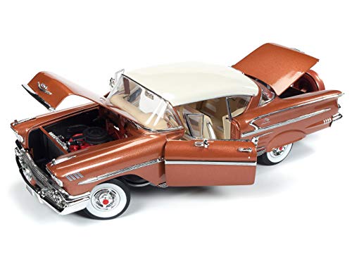 1958 Chevrolet Bel Air Impala Sierra Gold Metallic w/Cream Top Limited Edition to 1,002 pcs Worldwide 1/18 Diecast Model Car by Autoworld AMM1164