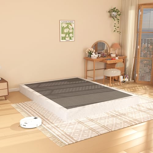 ZASHONT 7 Inch Box Spring for Queen Bed Bases - Heavy Duty Metal Mattress Foundation with Fabric Cover,3000 lbs Capacity,Low Profile Queen Box Spring Only,Noise Free,Easy Assembly