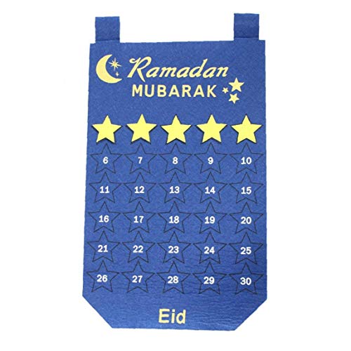 Eid Mubarak Calendar Ramadan Countdown Kalender Hanging Mubarak Decoraties voor Eid Ornaments Blue