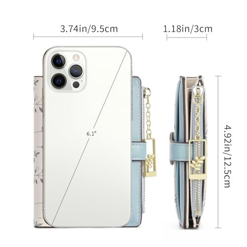 Image of GAEKEAO Small Wallets for Women RFID Blocking Bifold Floral Vegan Leather Wallet Card Holder with Zipper Pocket ID Window