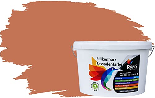 RyFo Colors Silikonharz Fassadenfarbe Lotuseffekt Trend Orangetöne Terracotta 10l - bunte Fassadenfarbe, weitere Orange Farbtöne und Größen erhältlich, Deckkraft Klasse 1