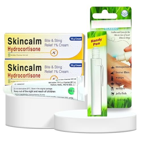 Skin Calm Mosquito Bite and Sting Relief, 1% Cream (2 x 10g Tubes) + AfterBite Pen 14ml | Insect Sting Relief | Calming Lotion for Irritated Skin | Mosquito Bump Soothing Gel | Bug Bite Cream
