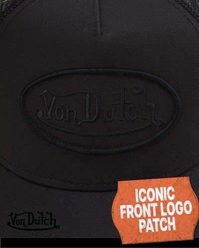 Image of Von Dutch Unisex Trucker Hat - Retro Classic Solid Color Mesh Back Snapback Baseball Cap for Men & Women.